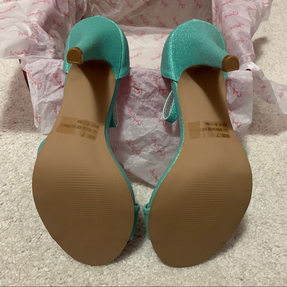 Qupid Mint Glitter Stiletto Heels - Picture 4 of 12